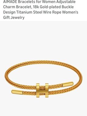 Gold Braided Wire Rope Bracelet with H Buckle